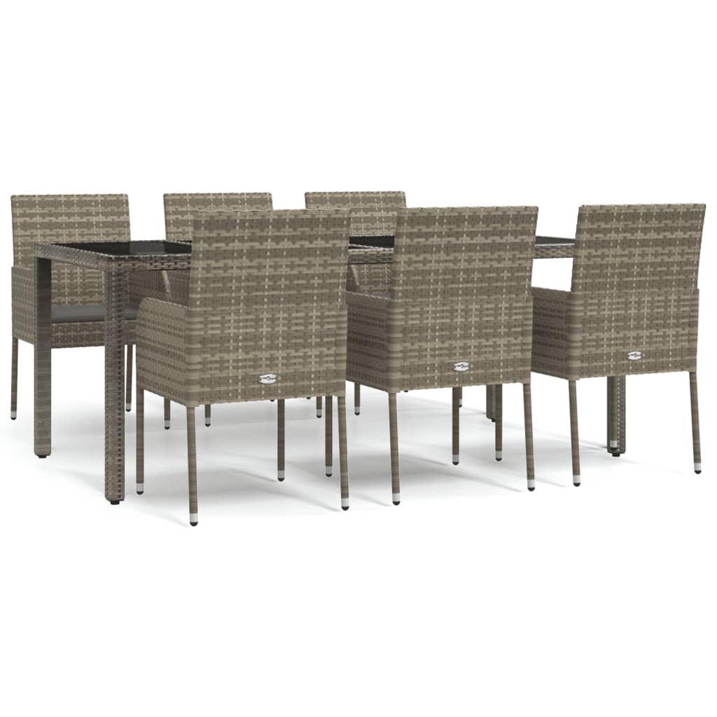 -Delige Tuinset Met Kussens Poly Rattan 7 190 cm tafellengte Grijs