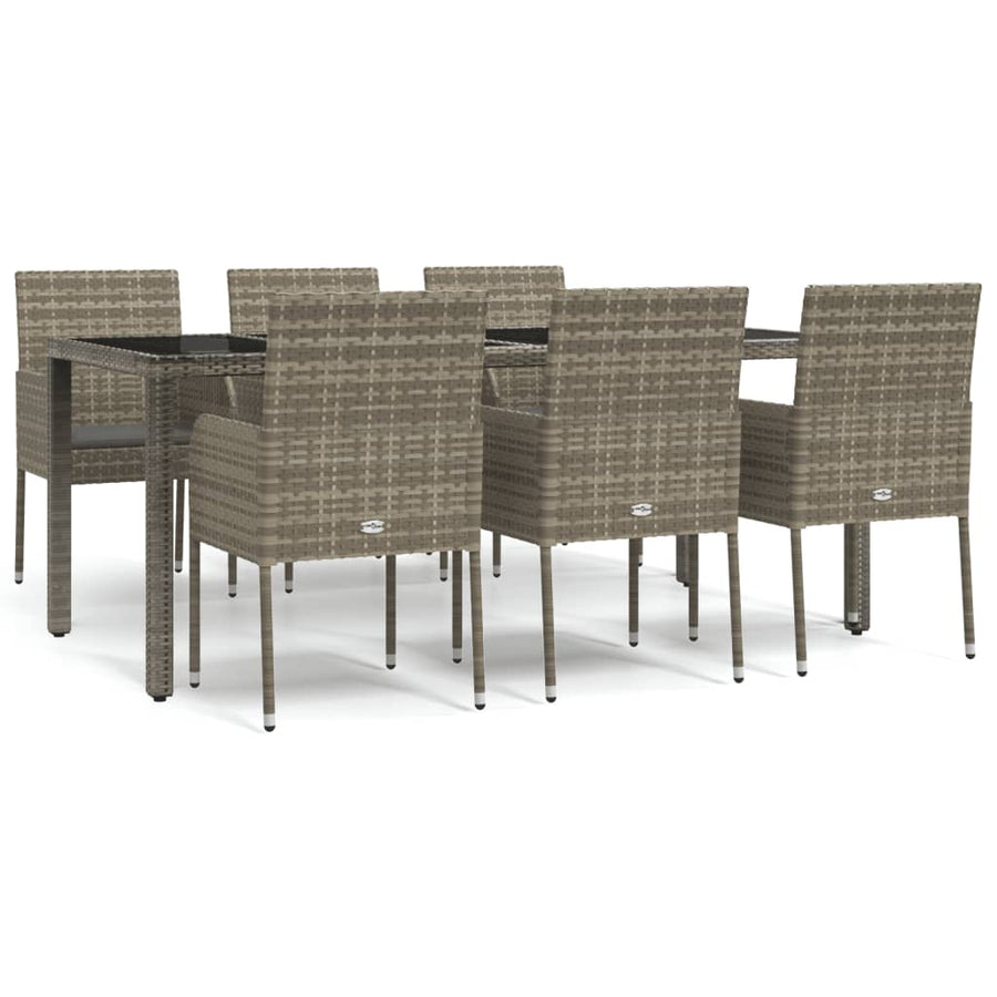 -Delige Tuinset Met Kussens Poly Rattan 7 190 cm tafellengte Grijs
