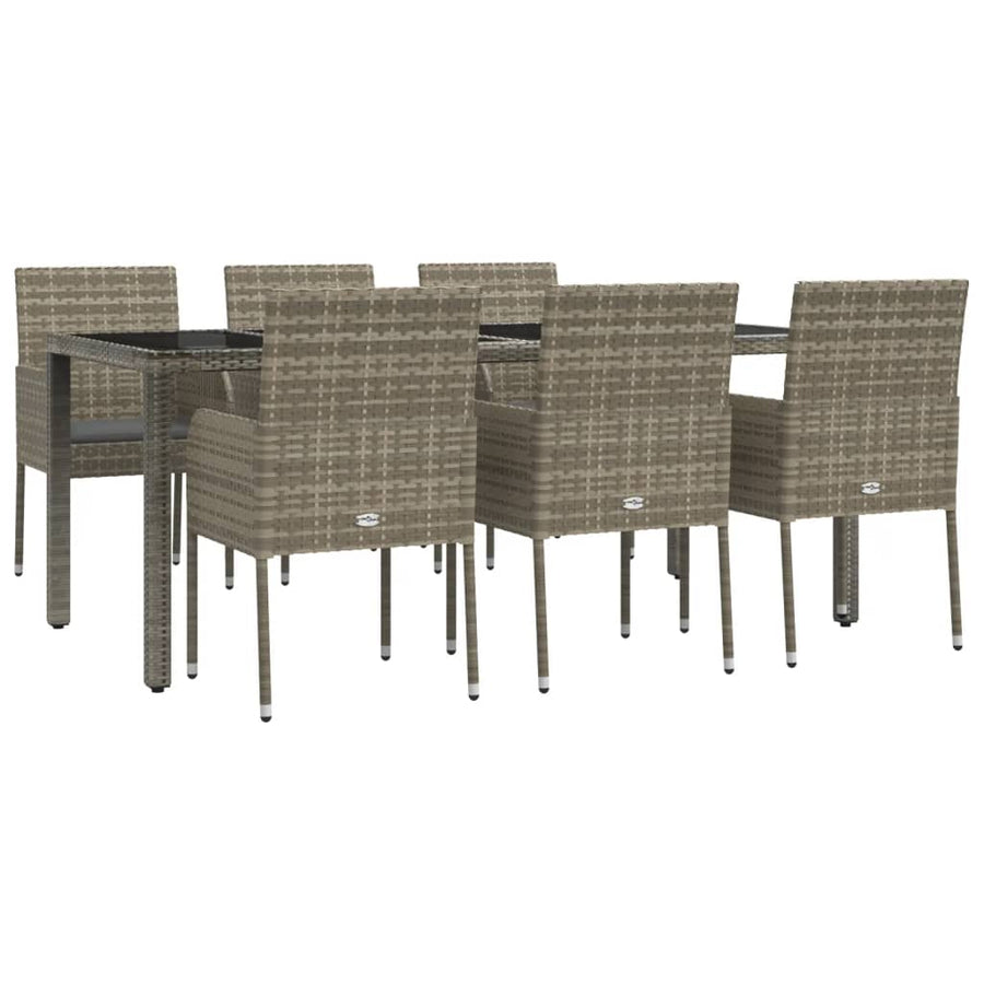 -Delige Tuinset Met Kussens Poly Rattan 7 190 cm tafellengte Grijs