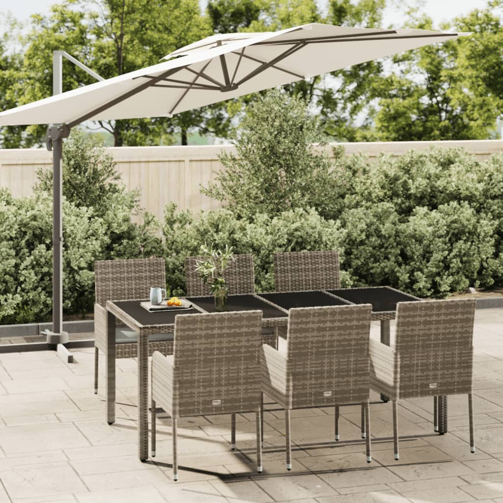 -Delige Tuinset Met Kussens Poly Rattan 7 190 cm tafellengte Grijs