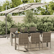 Tuinset 7-delig poly rattan grijs acaciahout