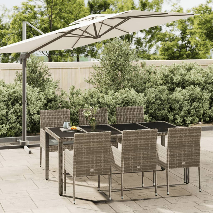 -Delige Tuinset Met Kussens Poly Rattan 7 190 cm tafellengte Grijs