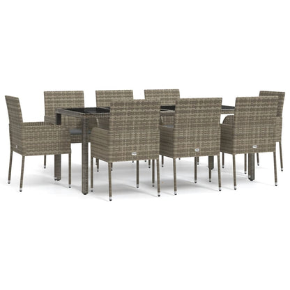 -Delige Tuinset Met Kussens Poly Rattan 9 190 cm tafellengte Grijs