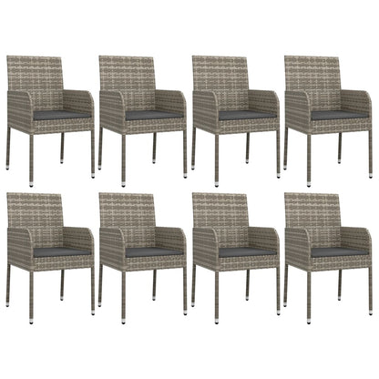 -Delige Tuinset Met Kussens Poly Rattan 9 190 cm tafellengte Grijs