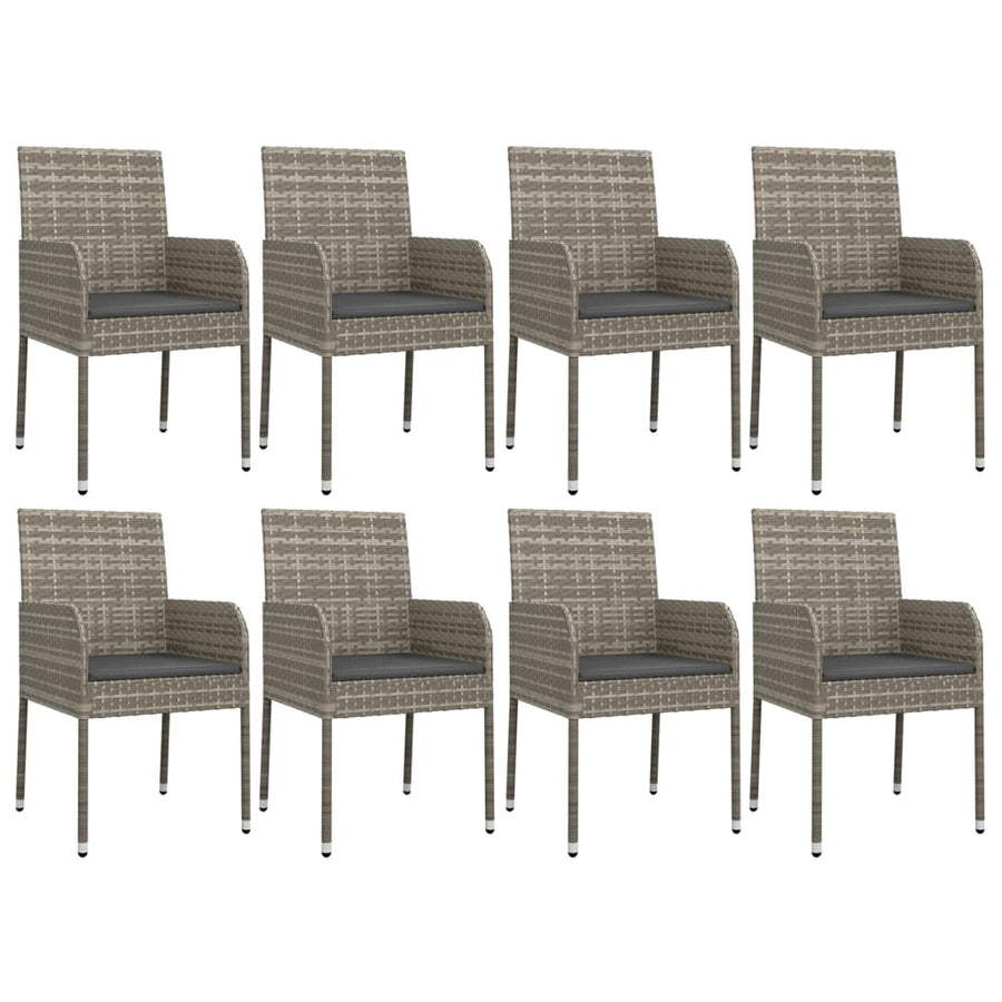-Delige Tuinset Met Kussens Poly Rattan 9 190 cm tafellengte Grijs