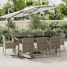-Delige Tuinset Met Kussens Poly Rattan 9 190 cm tafellengte Grijs