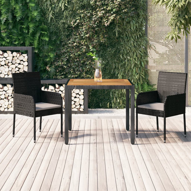 -Delige Tuinset Met Kussens Poly Rattan 3 90 cm tafellengte Zwart