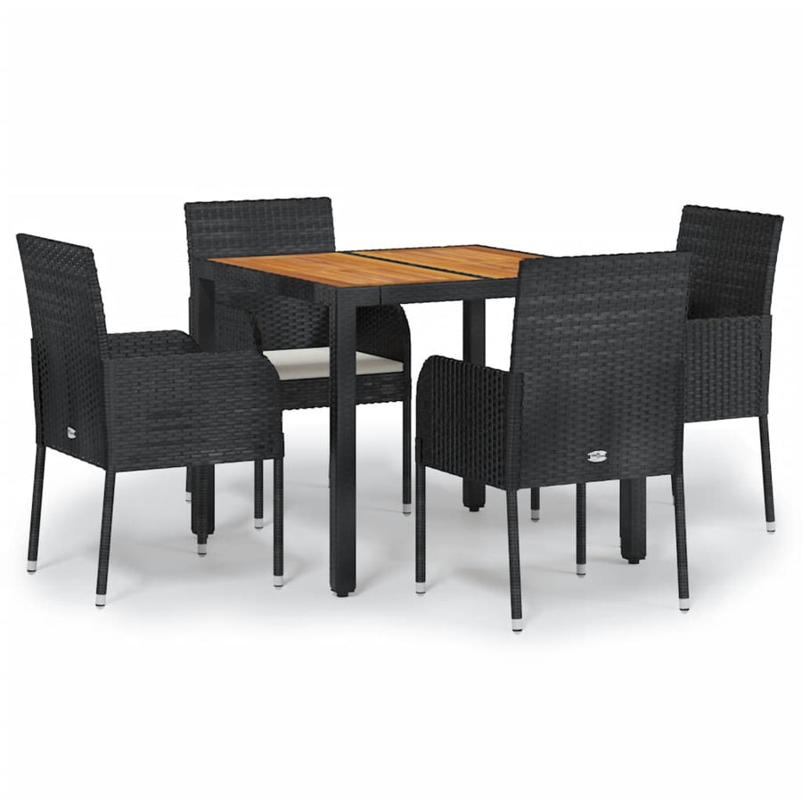 -Delige Tuinset Met Kussens Poly Rattan 5 90 cm tafellengte Zwart