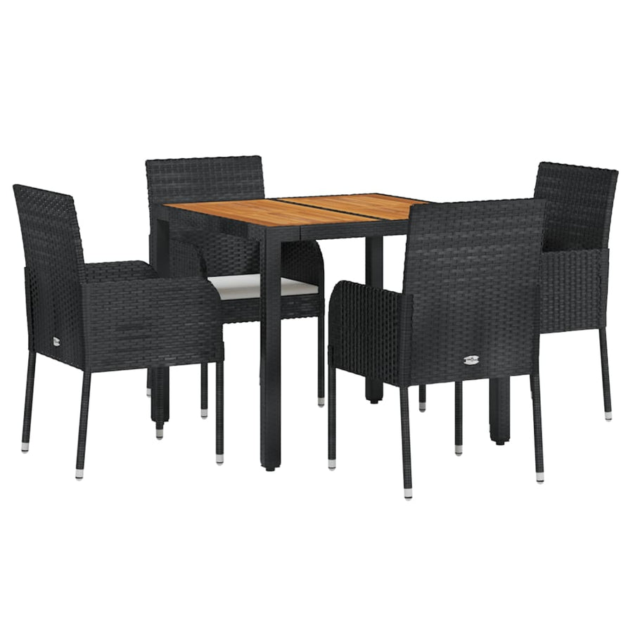 -Delige Tuinset Met Kussens Poly Rattan 5 90 cm tafellengte Zwart