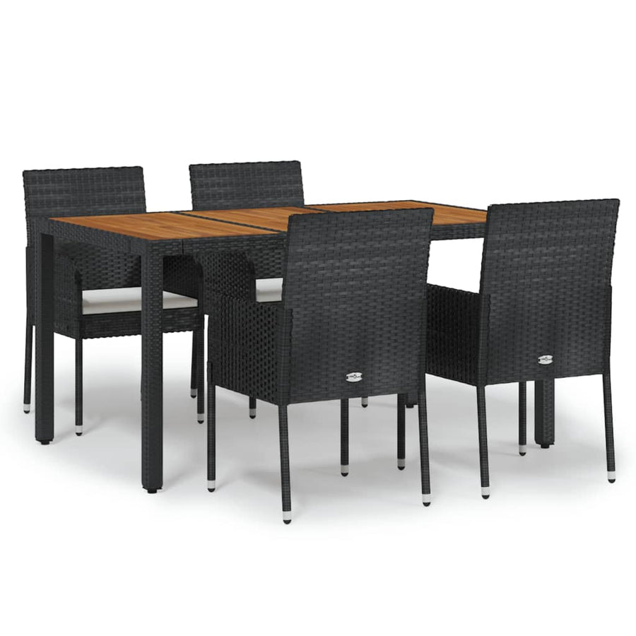 -Delige Tuinset Met Kussens Poly Rattan 5 150 cm tafellengte Zwart