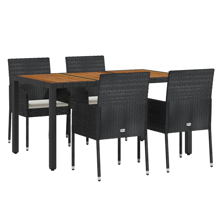 -Delige Tuinset Met Kussens Poly Rattan 5 150 cm tafellengte Zwart