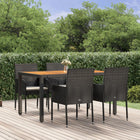 Tuinset 5-delig poly rattan zwart acaciahout