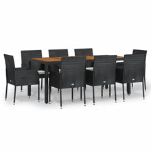 9-Delige Tuinset Poly Rattan Zwart 190 cm tafellengte