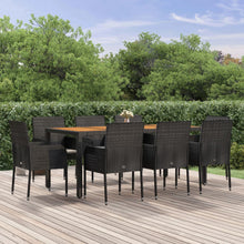 9-Delige Tuinset Poly Rattan Zwart 190 cm tafellengte