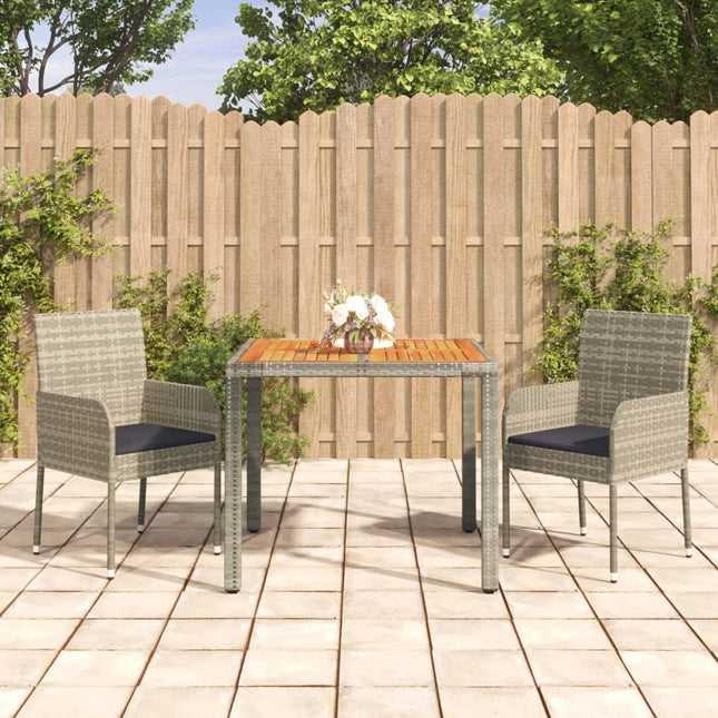 -Delige Tuinset Met Kussens Poly Rattan 3 90 cm tafellengte Grijs