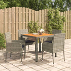 -Delige Tuinset Met Kussens Poly Rattan 5 90 cm tafellengte Grijs