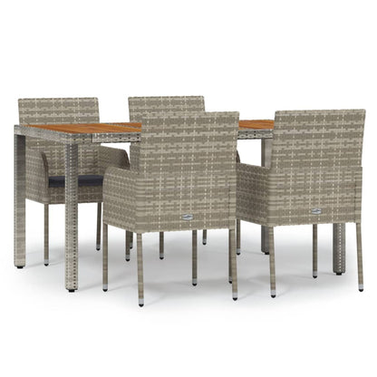-Delige Tuinset Met Kussens Poly Rattan 5 150 cm tafellengte Grijs