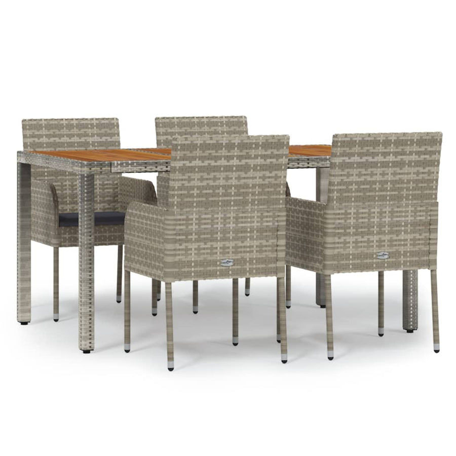 -Delige Tuinset Met Kussens Poly Rattan 5 150 cm tafellengte Grijs
