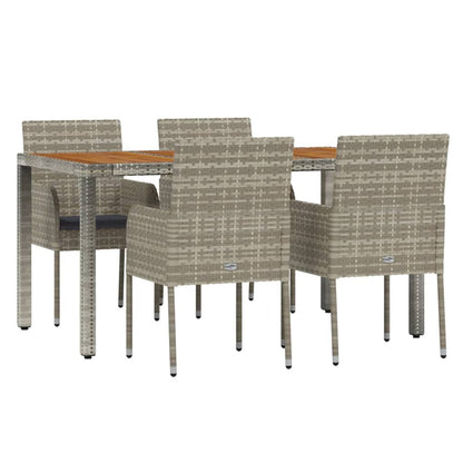 -Delige Tuinset Met Kussens Poly Rattan 5 150 cm tafellengte Grijs