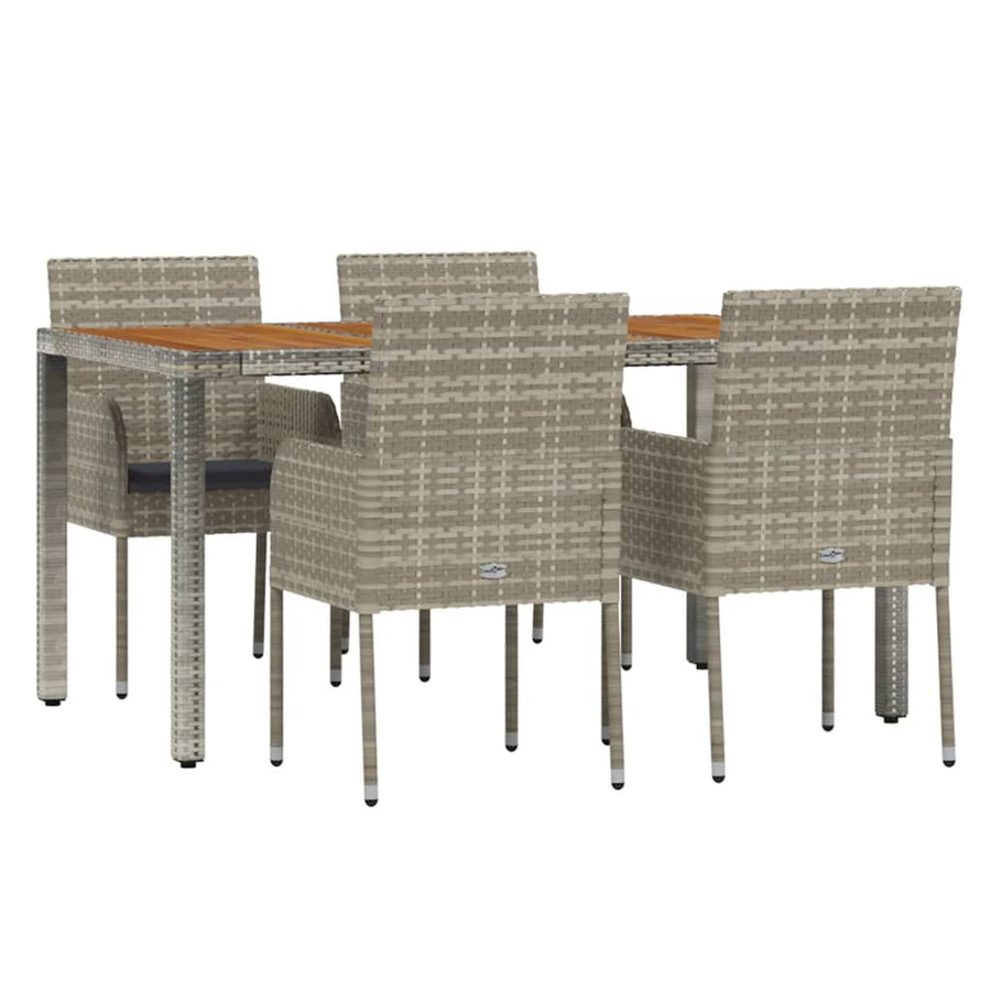 -Delige Tuinset Met Kussens Poly Rattan 5 150 cm tafellengte Grijs