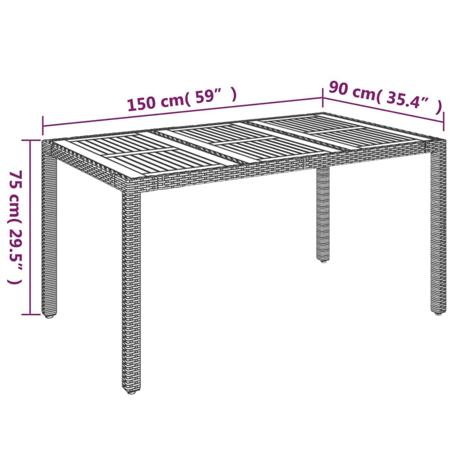 -Delige Tuinset Met Kussens Poly Rattan 5 150 cm tafellengte Grijs