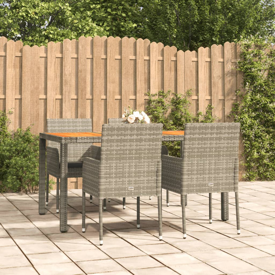 -Delige Tuinset Met Kussens Poly Rattan 5 150 cm tafellengte Grijs