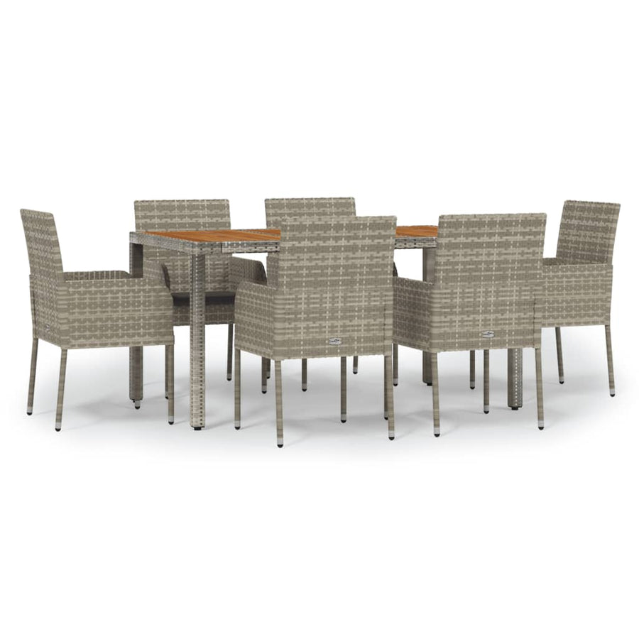 -Delige Tuinset Met Kussens Poly Rattan 7 150 cm tafellengte Grijs