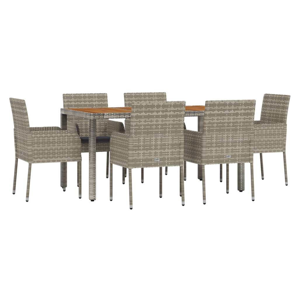 -Delige Tuinset Met Kussens Poly Rattan 7 150 cm tafellengte Grijs