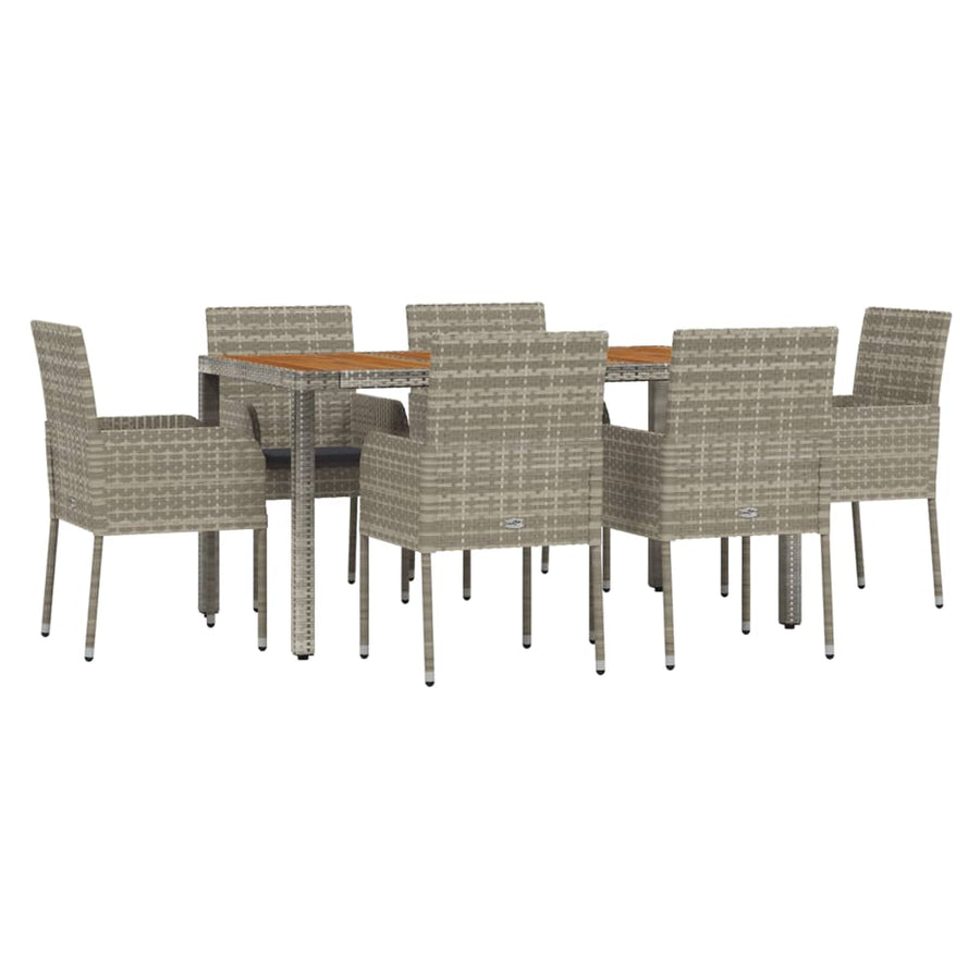 -Delige Tuinset Met Kussens Poly Rattan 7 150 cm tafellengte Grijs