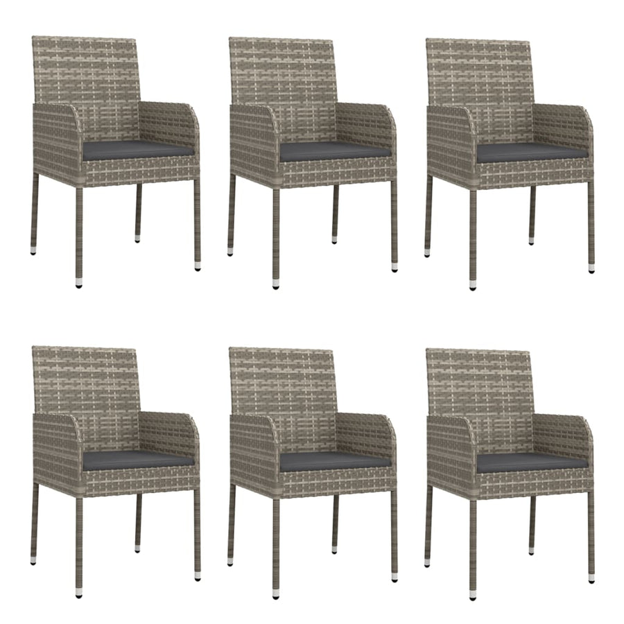 -Delige Tuinset Met Kussens Poly Rattan 7 150 cm tafellengte Grijs