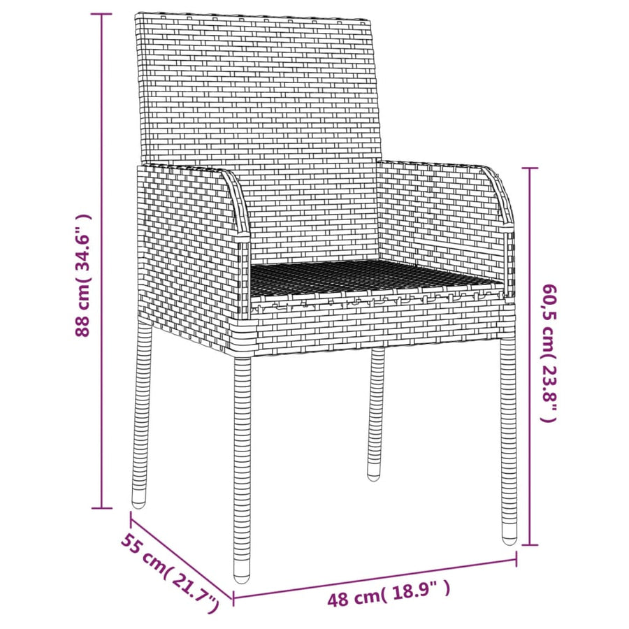 -Delige Tuinset Met Kussens Poly Rattan 7 150 cm tafellengte Grijs