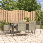 7-Piece Garden Set with Cushions Poly Rattan Grey