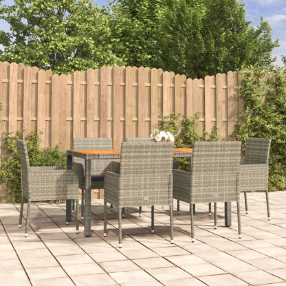 -Delige Tuinset Met Kussens Poly Rattan 7 150 cm tafellengte Grijs