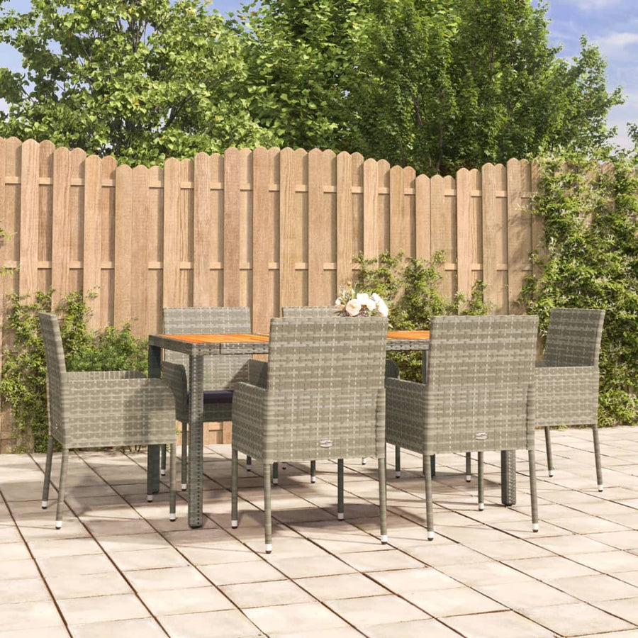 -Delige Tuinset Met Kussens Poly Rattan 7 150 cm tafellengte Grijs