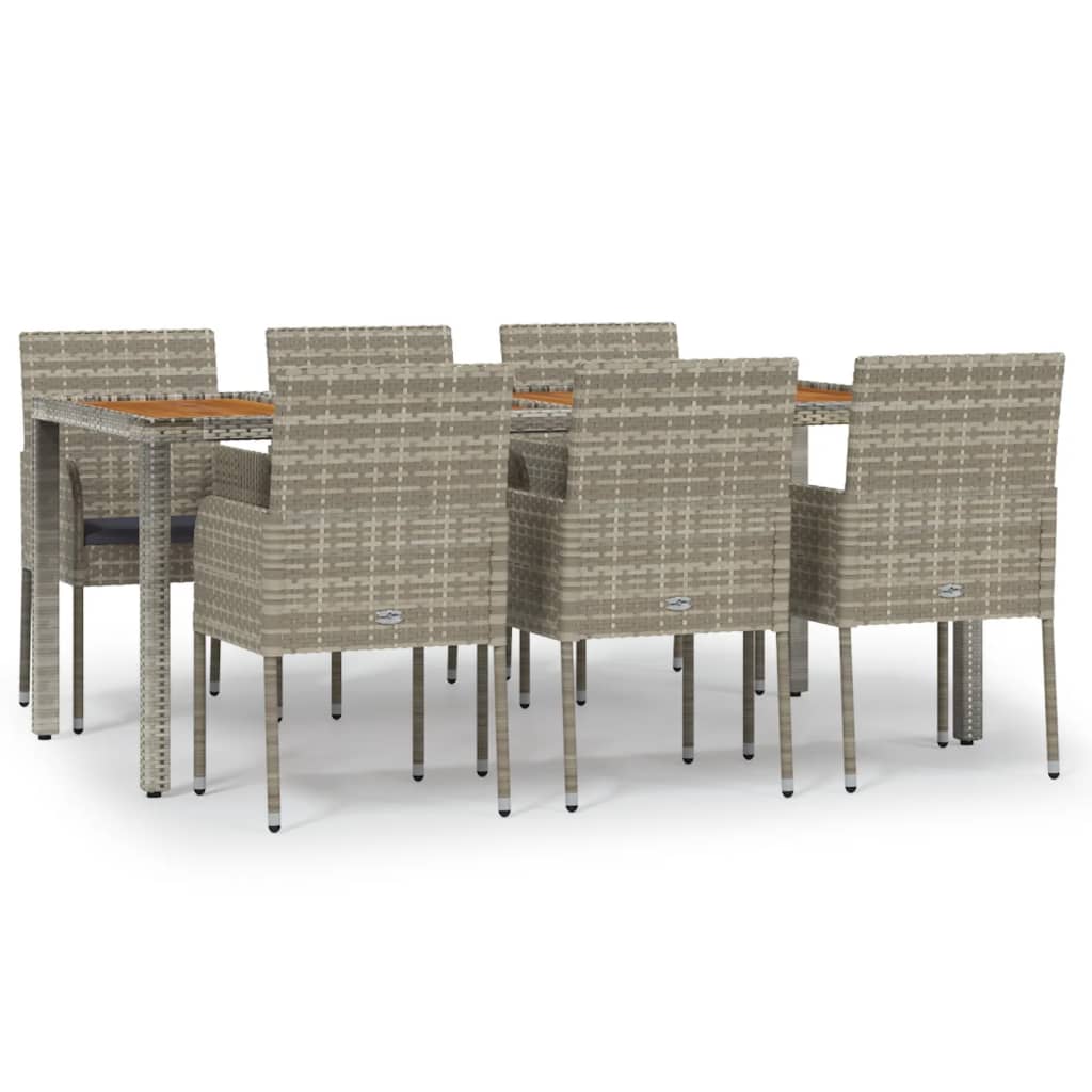 -Delige Tuinset Met Kussens Poly Rattan 7 190 cm tafellengte Grijs