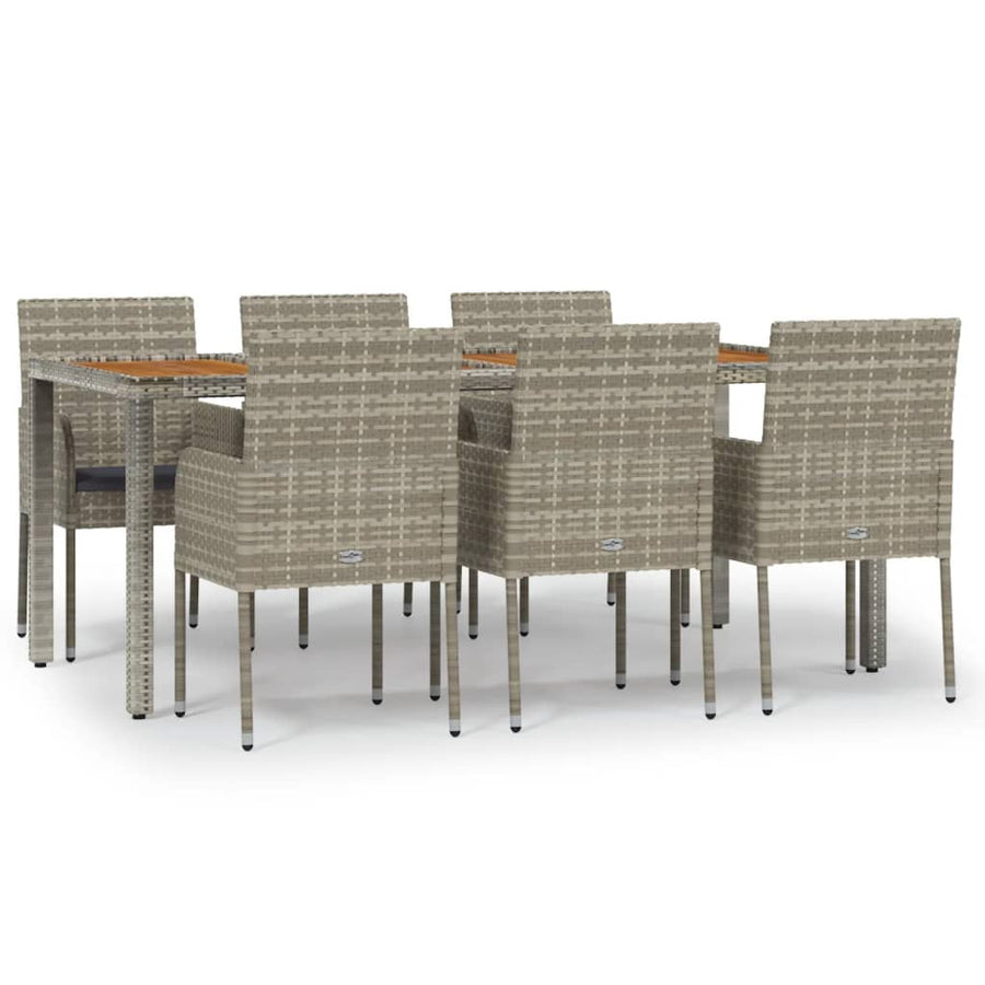 -Delige Tuinset Met Kussens Poly Rattan 7 190 cm tafellengte Grijs