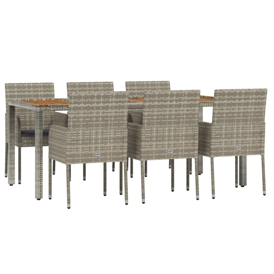 -Delige Tuinset Met Kussens Poly Rattan 7 190 cm tafellengte Grijs
