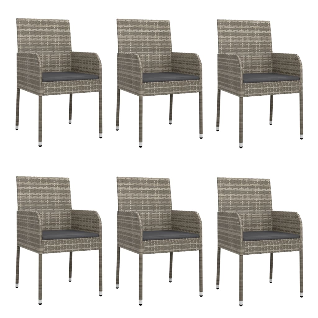 -Delige Tuinset Met Kussens Poly Rattan 7 190 cm tafellengte Grijs