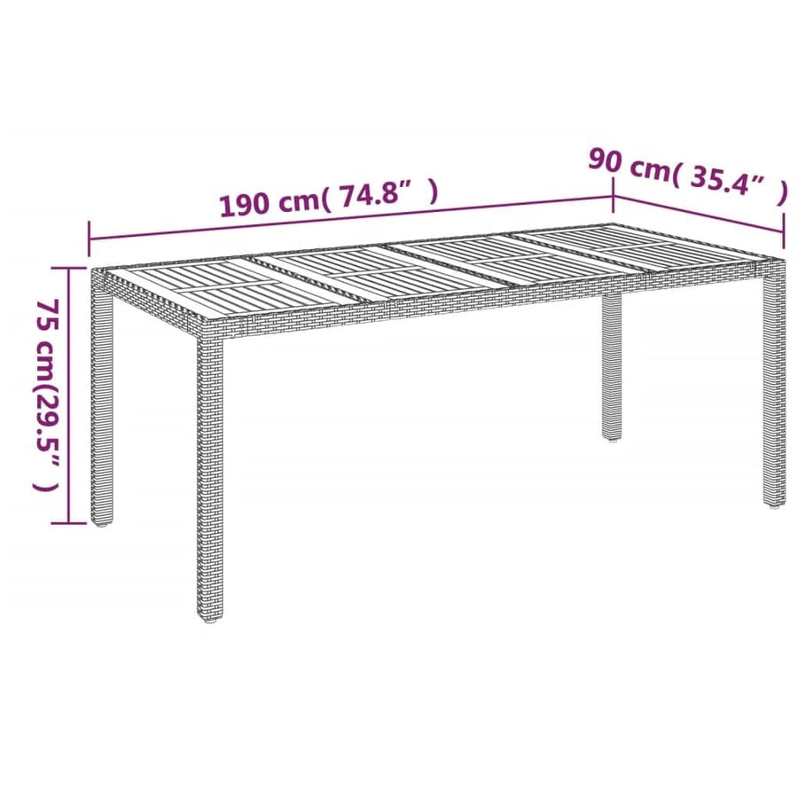 -Delige Tuinset Met Kussens Poly Rattan 7 190 cm tafellengte Grijs
