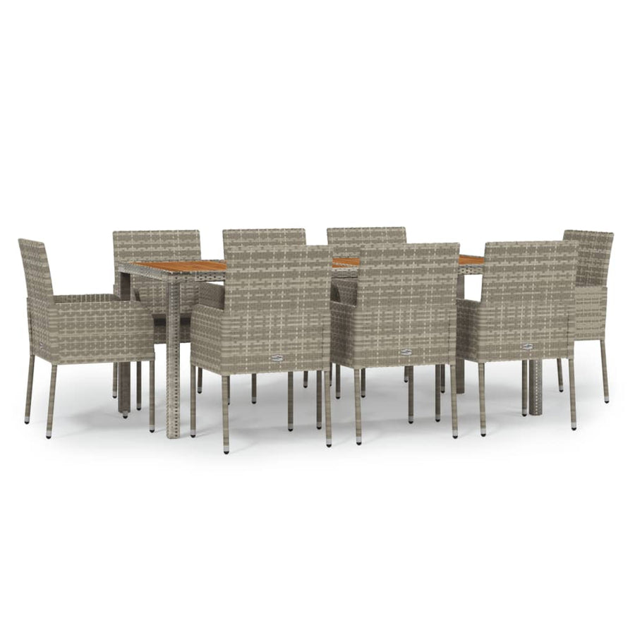 -Delige Tuinset Met Kussens Poly Rattan 9 190 cm tafellengte Grijs