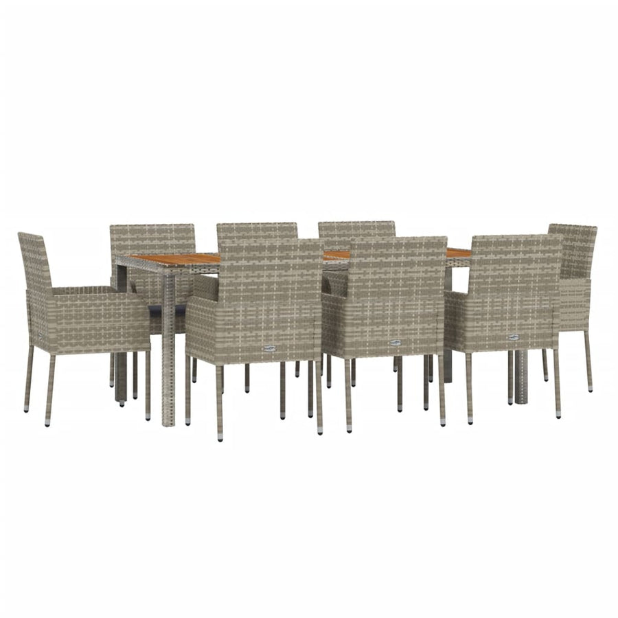 -Delige Tuinset Met Kussens Poly Rattan 9 190 cm tafellengte Grijs