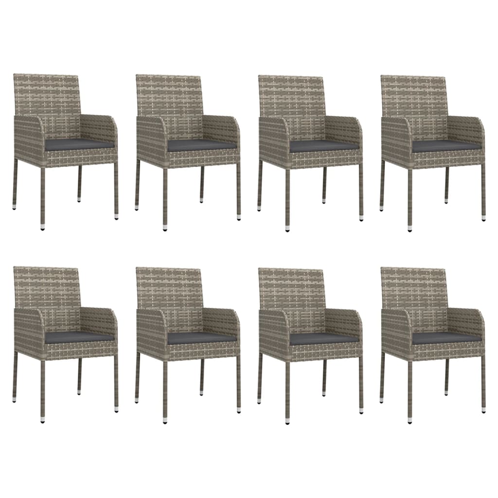 -Delige Tuinset Met Kussens Poly Rattan 9 190 cm tafellengte Grijs