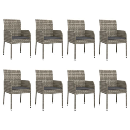 -Delige Tuinset Met Kussens Poly Rattan 9 190 cm tafellengte Grijs