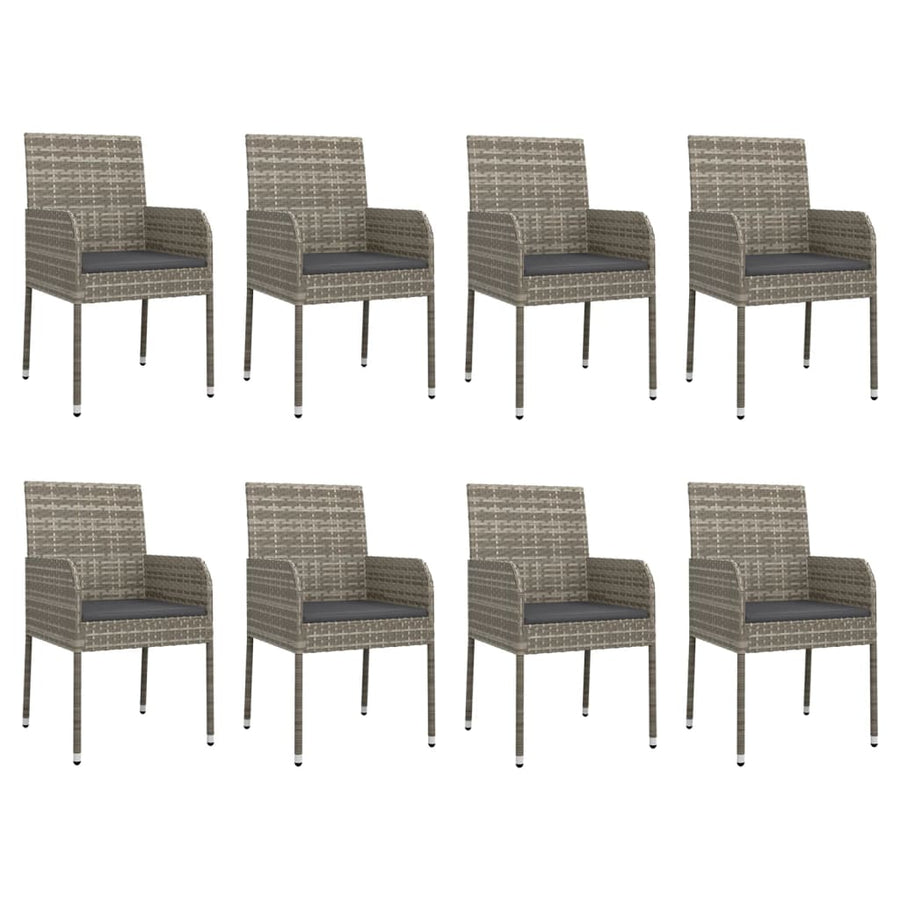 -Delige Tuinset Met Kussens Poly Rattan 9 190 cm tafellengte Grijs