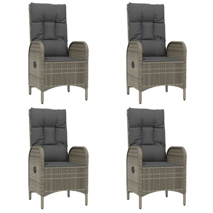 5-Delige Tuinset Met Kussens Poly Rattan Grijs 150 cm tafellengte 4x stoel + Tafel