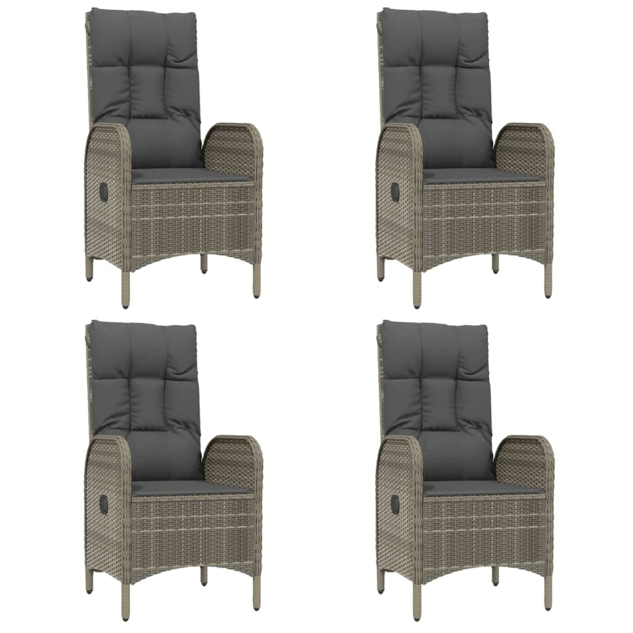 5-Delige Tuinset Met Kussens Poly Rattan Grijs 150 cm tafellengte 4x stoel + Tafel