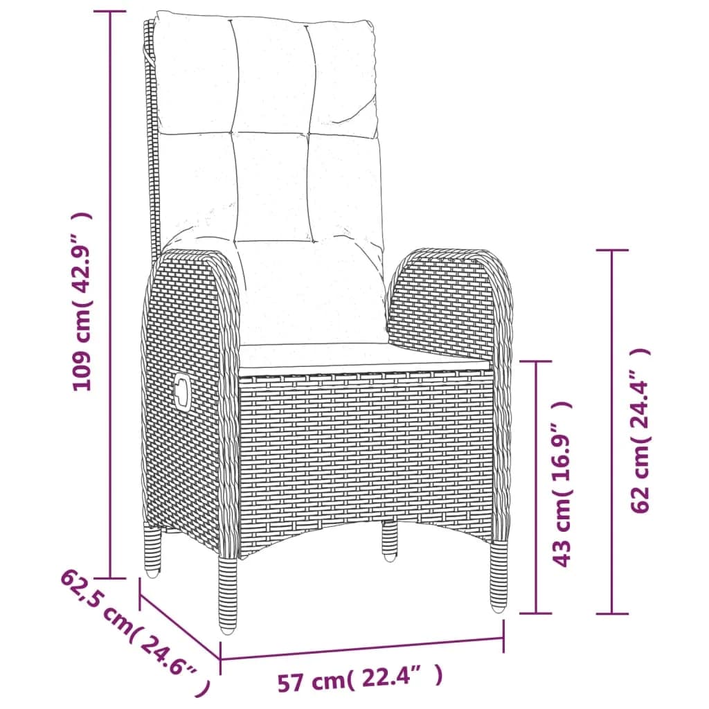 5-Delige Tuinset Met Kussens Poly Rattan Grijs 150 cm tafellengte 4x stoel + Tafel
