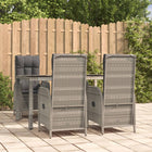 Tuinset 5-delig poly rattan grijs