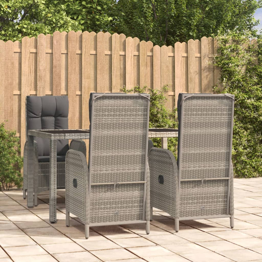5-Delige Tuinset Met Kussens Poly Rattan Grijs 150 cm tafellengte 4x stoel + Tafel