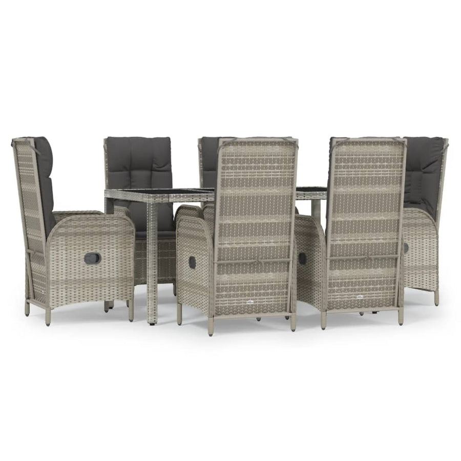 7-Delige Tuinset Met Kussens Poly Rattan Grijs 1 150 cm tafellengte 6x stoel + Tafel